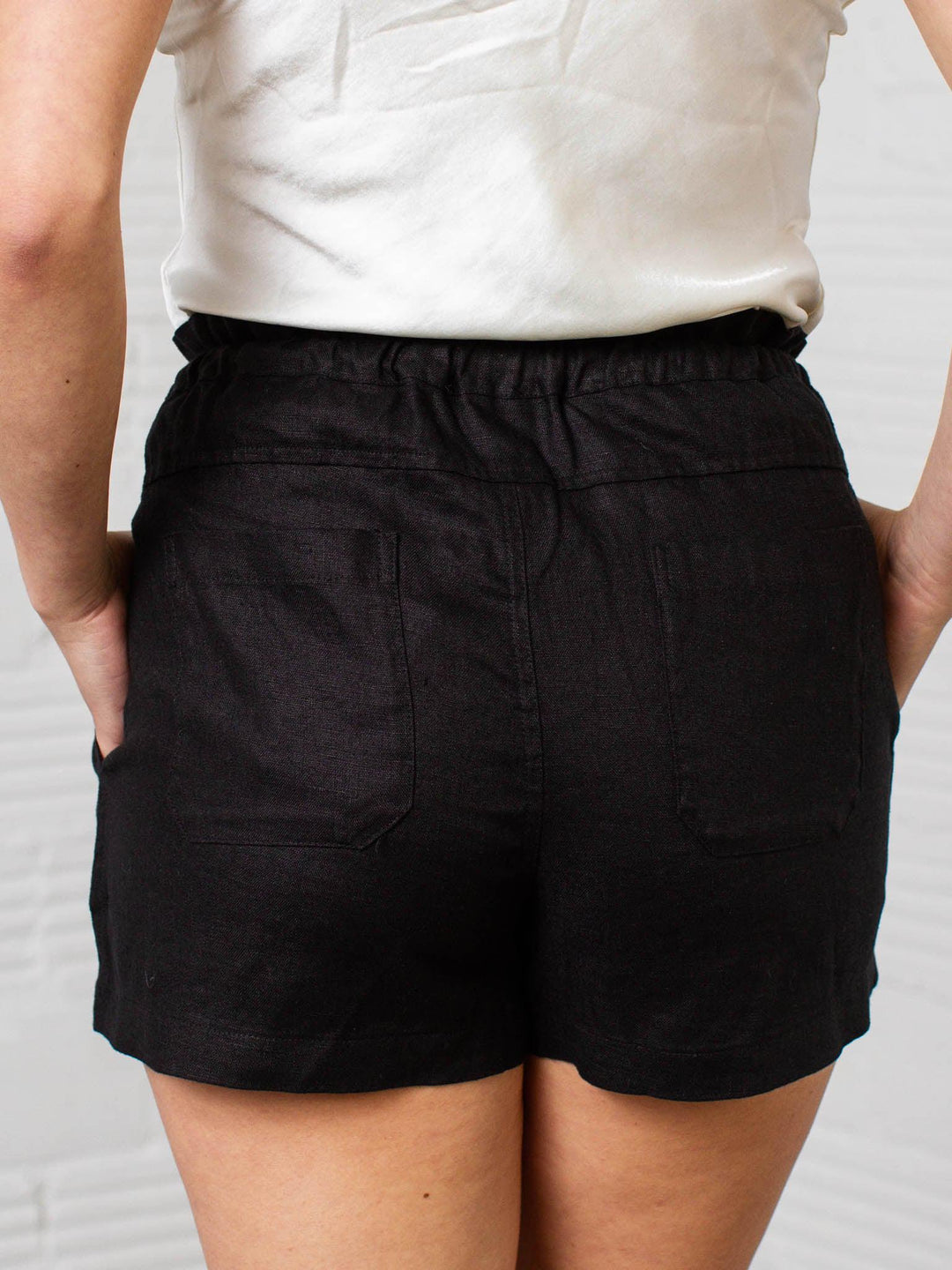 solid linen shorts