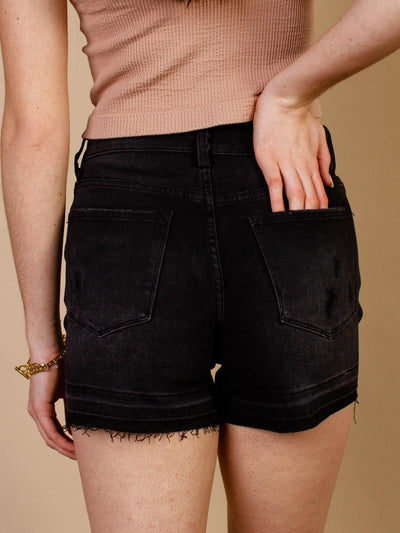 release hem black shorts