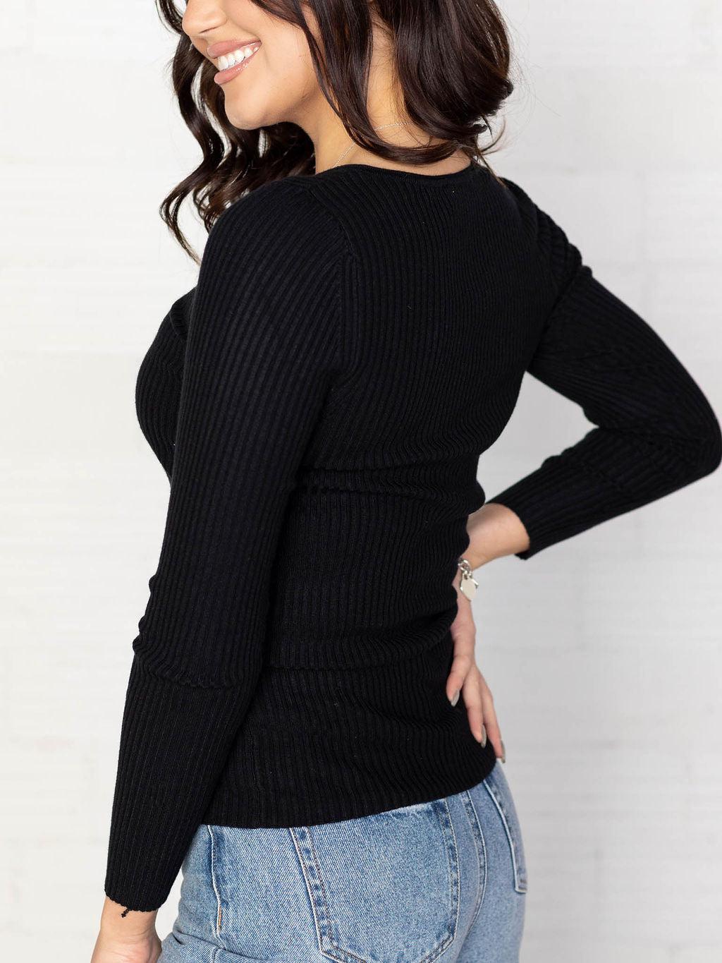womens long sleeve ribbed knit top