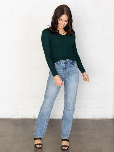 emerald v neck sweater top