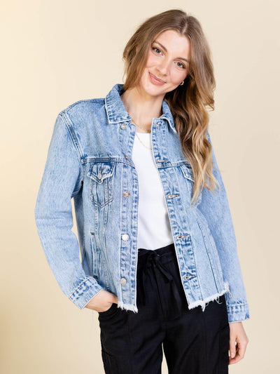 raw hem denim jacket
