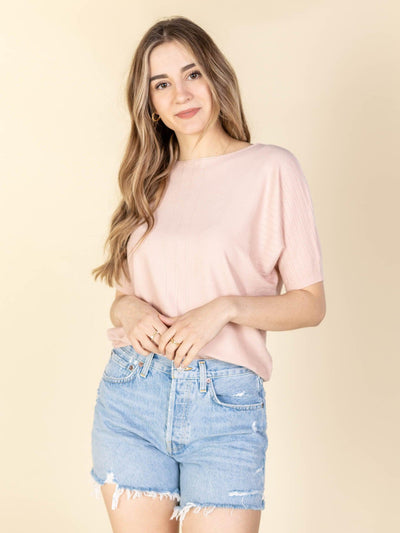 light pink textured top