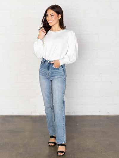pleated puff sleeve white sweater eesome