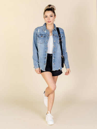 collared denim shacket