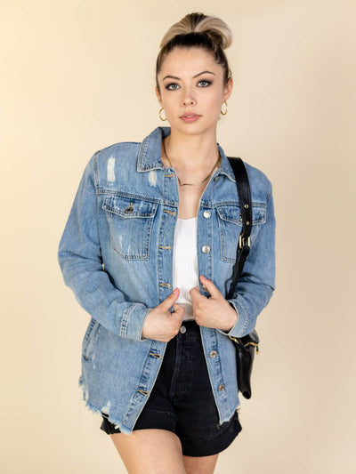 distressed denim shacket