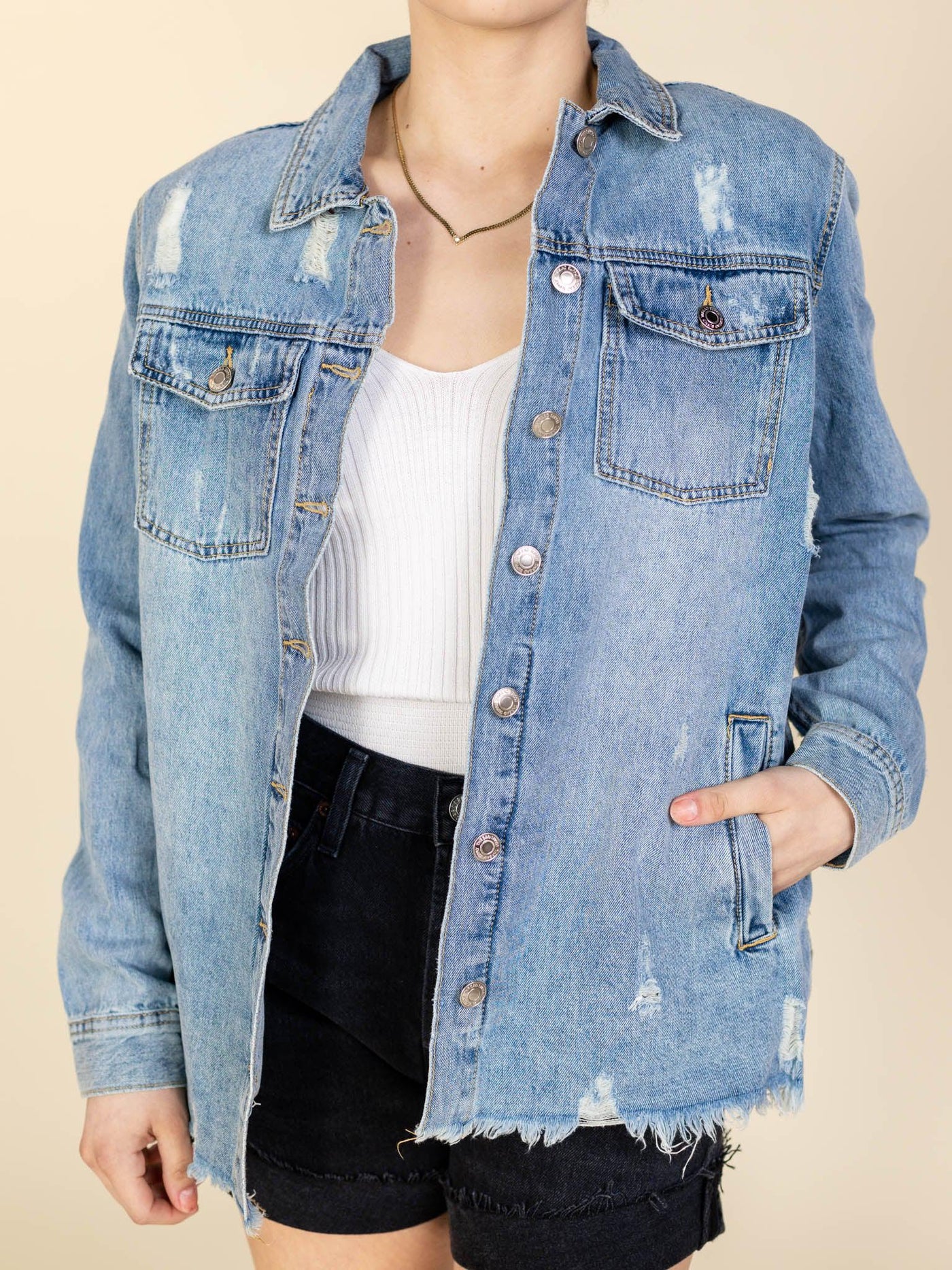 medium raw fray hem jacket