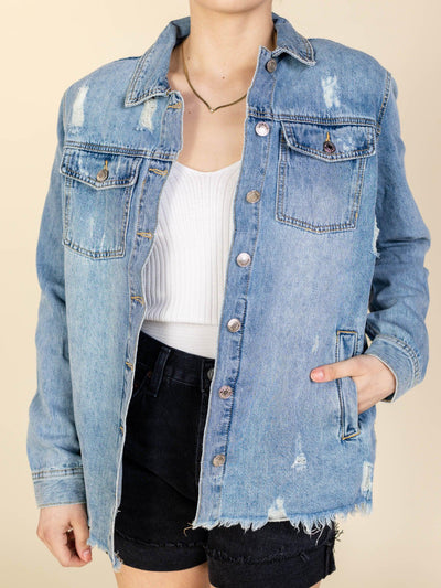 medium raw fray hem jacket