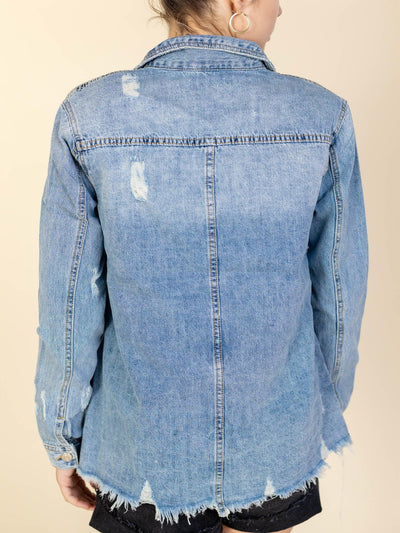 fray hem denim jacket