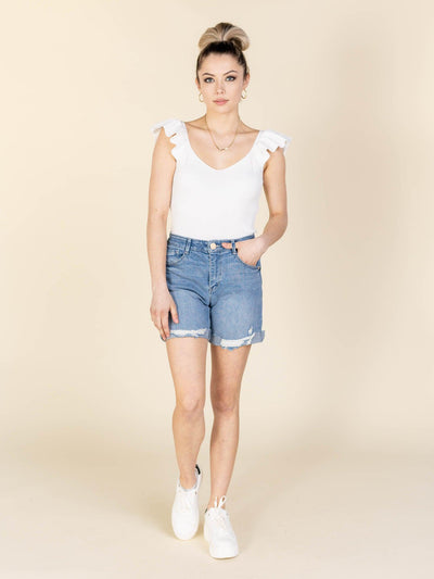 long denim shorts