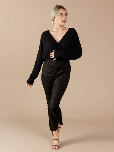 v neck ribbed top