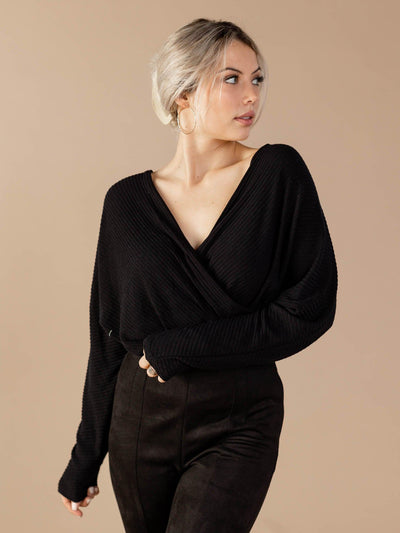 black ribbed black top