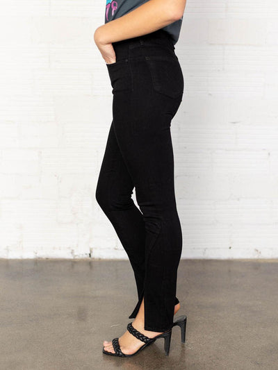 just black vent hem black jean