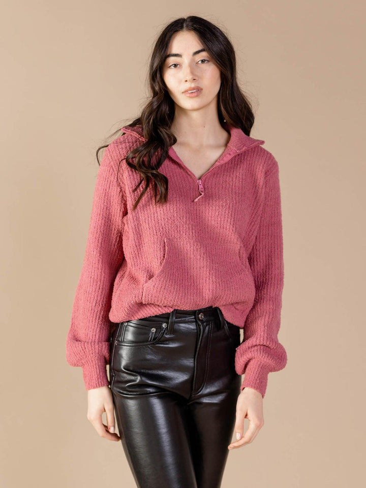 Half Zip Plush Pullover Sweater