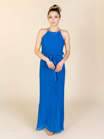belted pleated dress