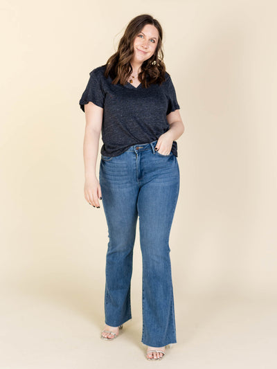 just black flare denim
