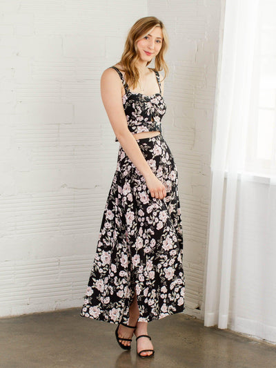 floral print maxi skirt