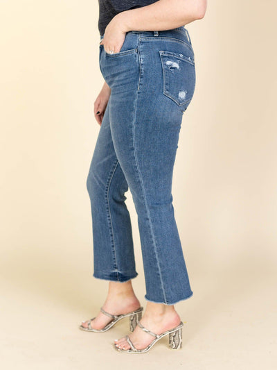 fray hem ankle denim