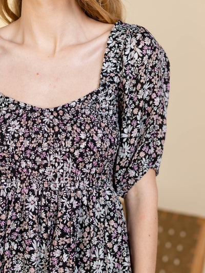 smocked mini dress