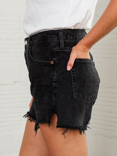 black denim shorts