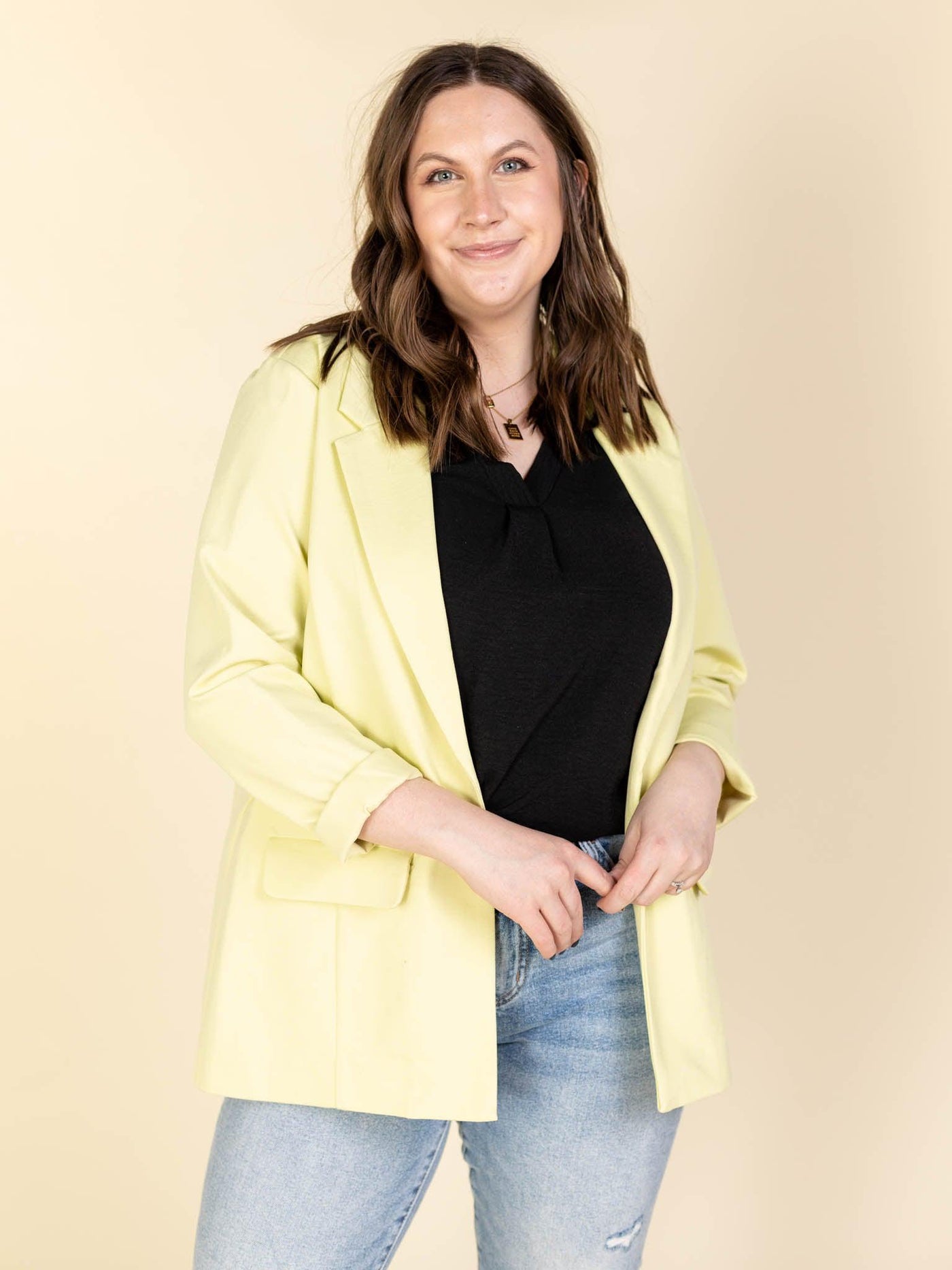 knit colored blazer