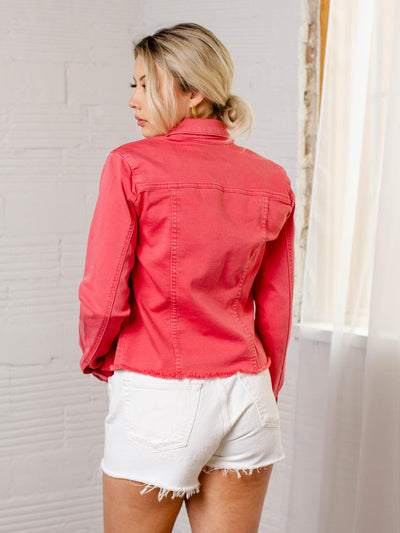 KUT Kara Coral Fray Hem No Waist Jacket