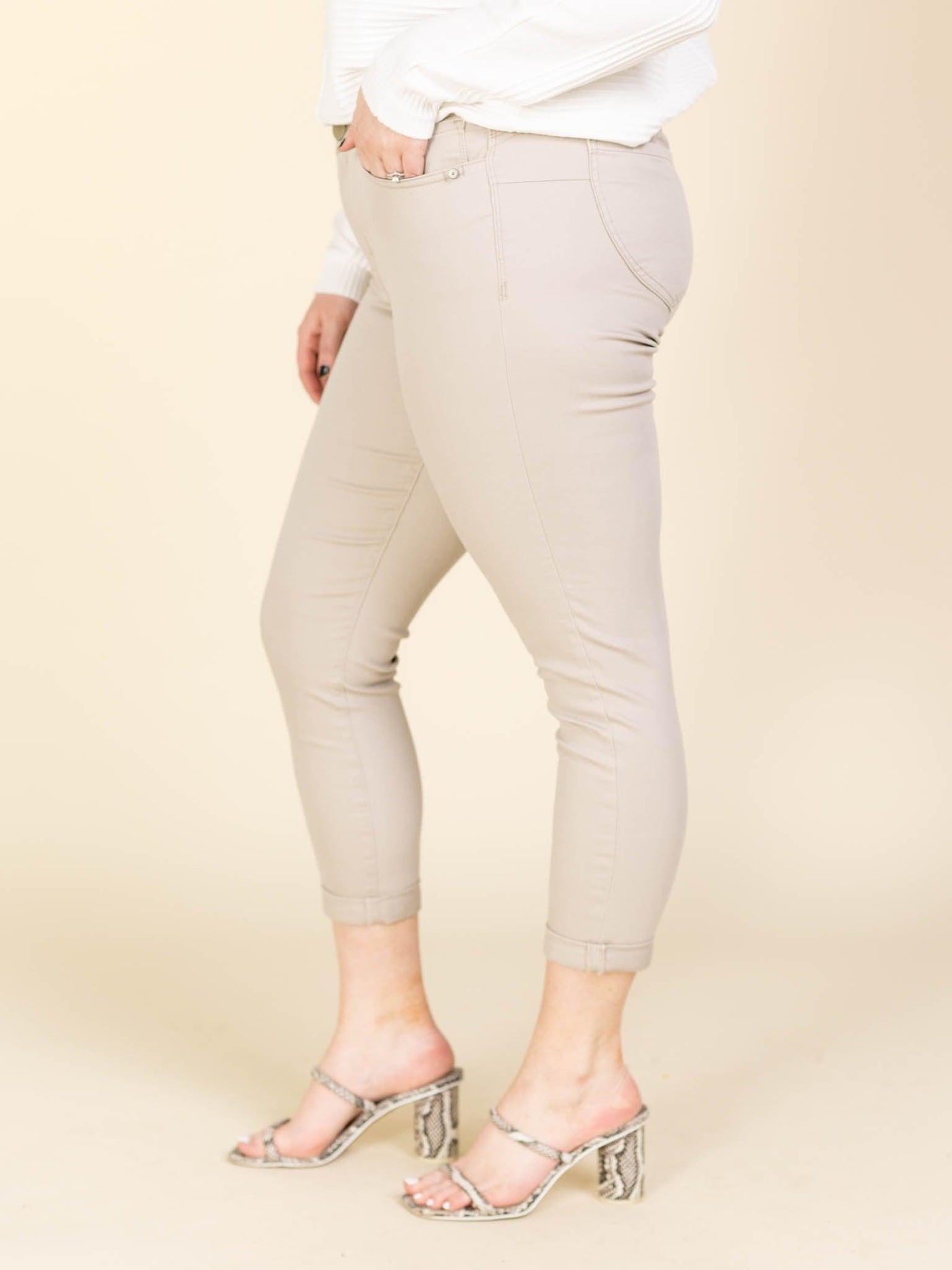 neutral colored denim
