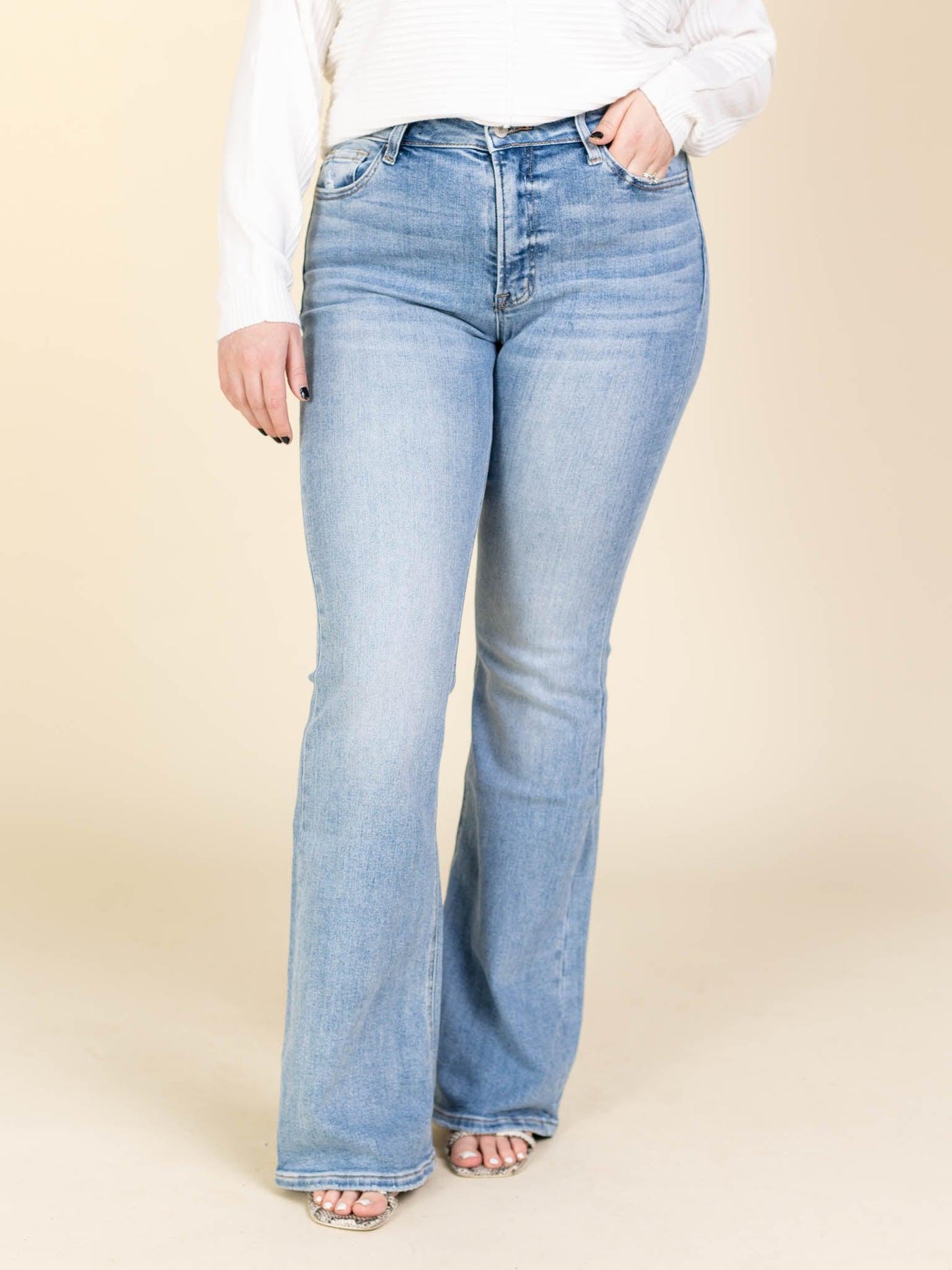 sandblasted light wash denim