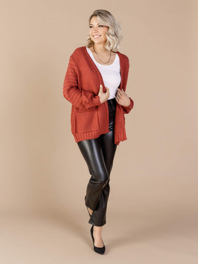 rust knit cardigan