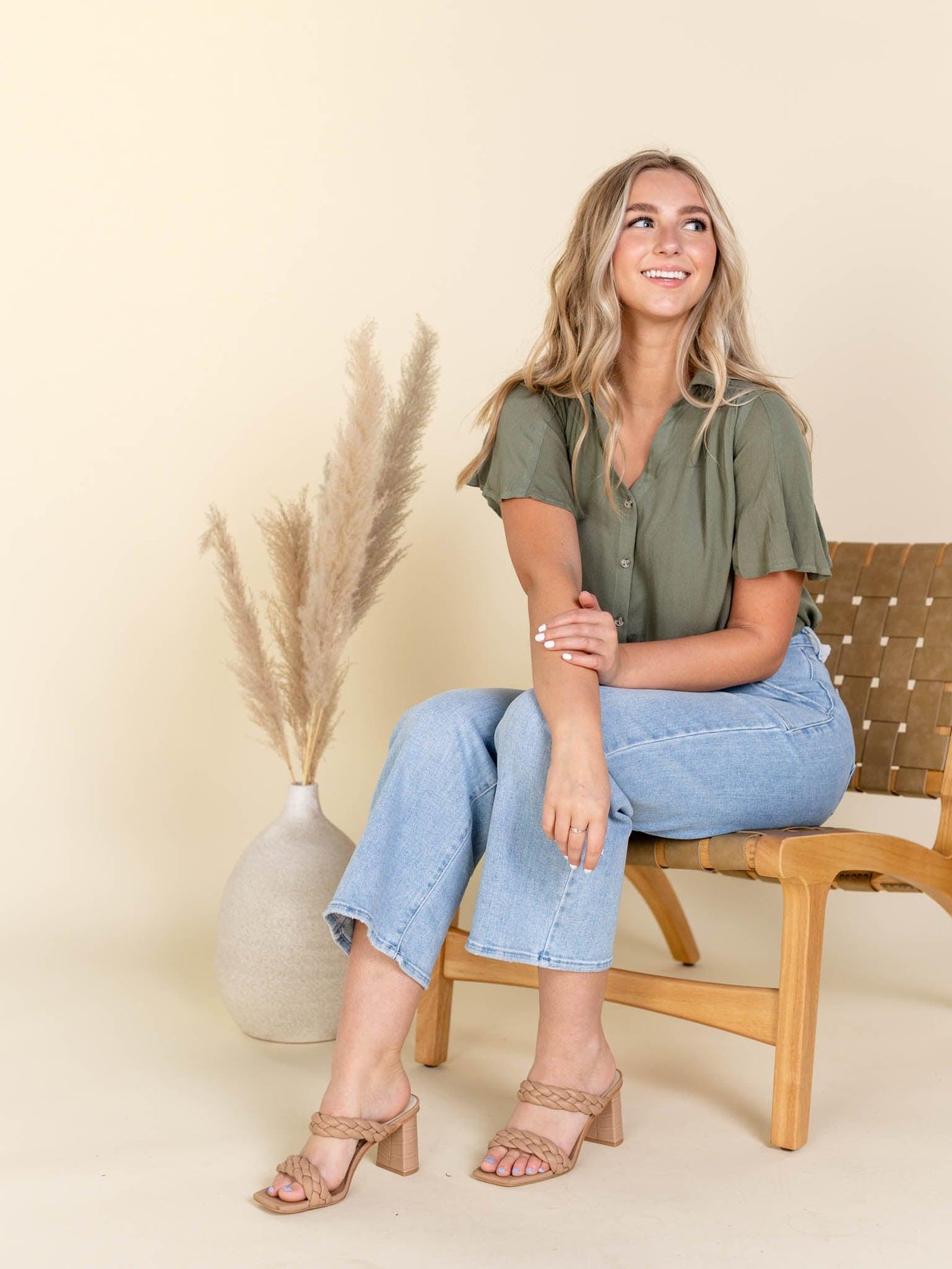olive blouse
