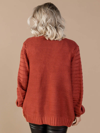 Open Front Textured Balloon Sleeve Cardigan