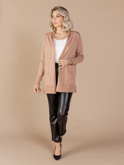 Open Front Basic Side Pocket Cardigan