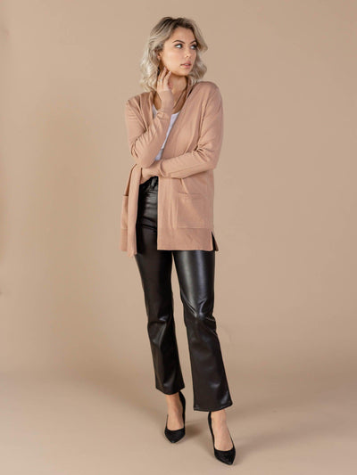 Open Front Basic Side Pocket Cardigan