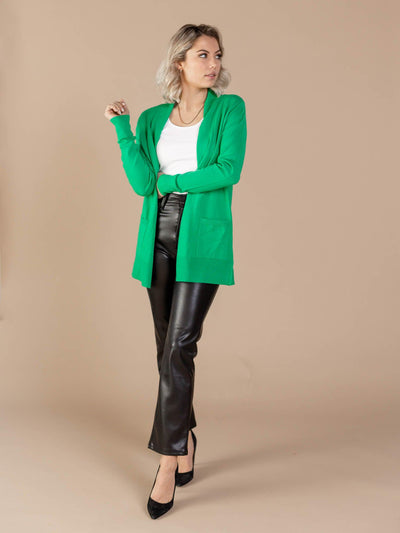 Open Front Basic Side Pocket Cardigan