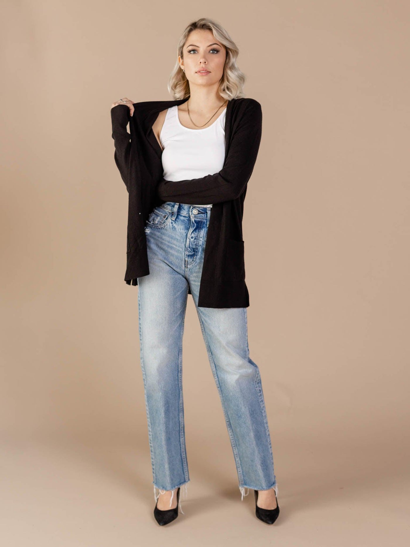 black cardigan