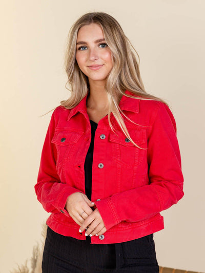 red denim jacket