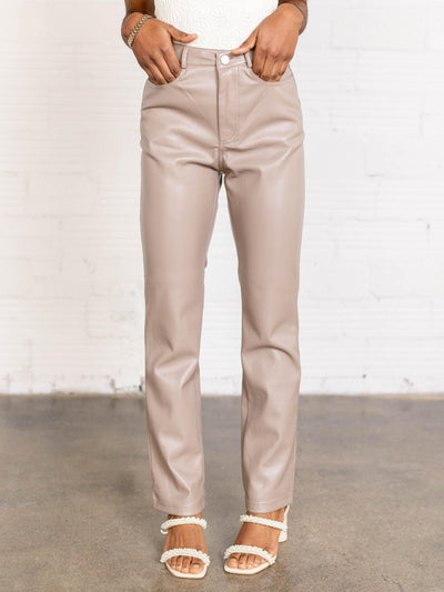 taupe leather pants