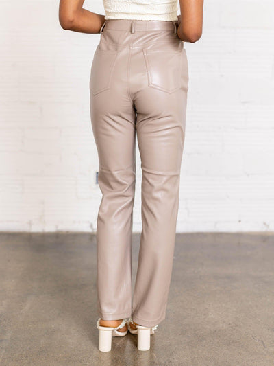 black tape straight leather trouser
