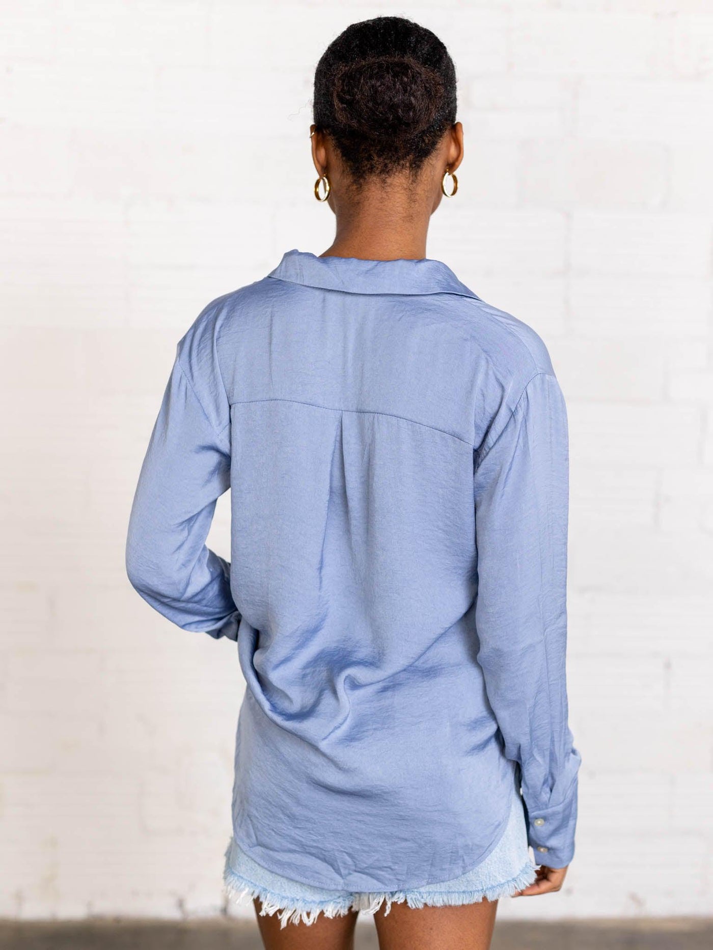 mystree satin button up shirt