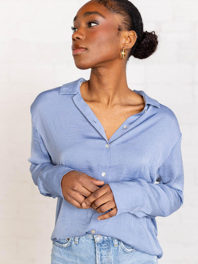 blue button up mystree