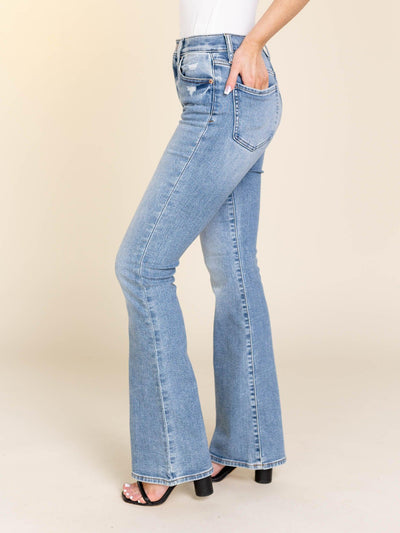 solid flare denim