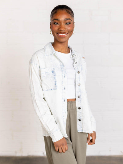 Mystree  Distressed Denim Shirt
