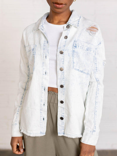 Mystree  Distressed Denim Shirt