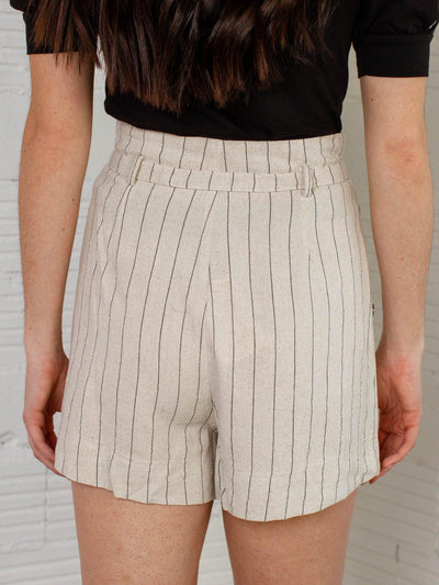 belted linen shorts