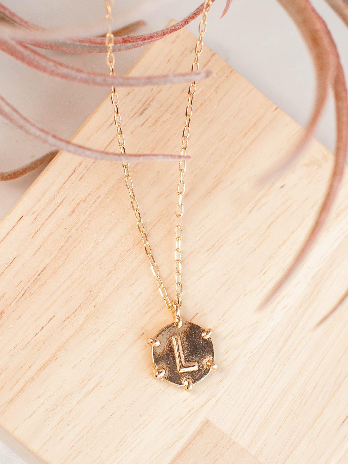 textured initial necklace