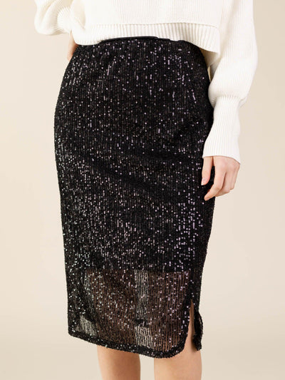 black side slit skirt midi