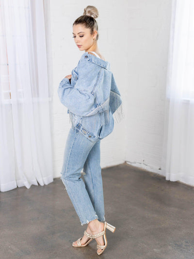 oversized steve madden bedazzled denim jacket