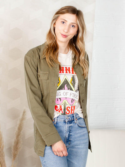belted olive jacket