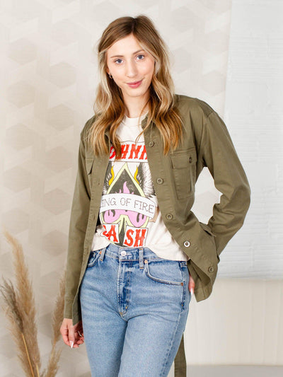 olive structured shacket