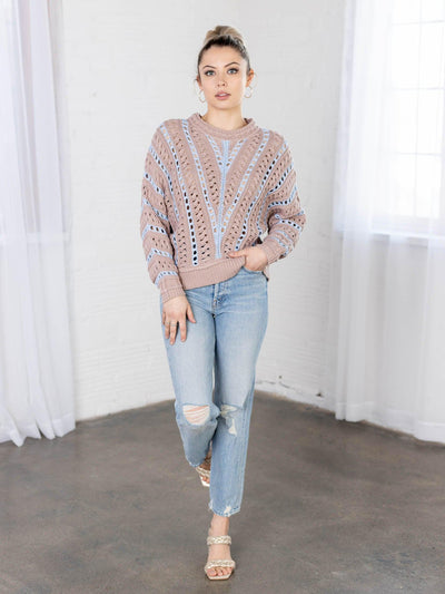 heartloom pink and blue sweater