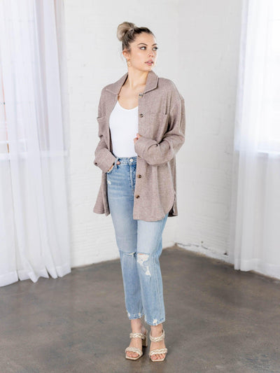 thread and supply ribbed shacket